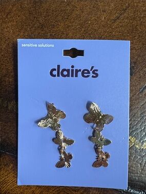 claire's gold-tone butterfly cascade dangle earrings